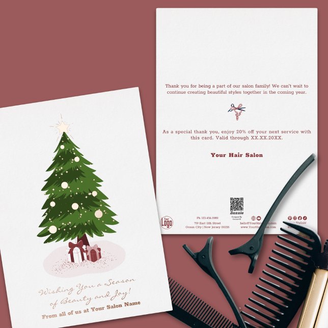 Árbol de Navidad Presenta Tarjeta de vacaciones de (Christmas Tree Presents Foil Accents Holiday Card)