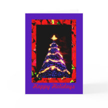 Árbol de Navidad púrpura, tarjeta de Navidades