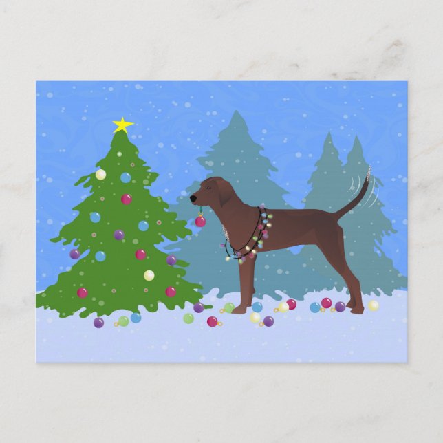 Árbol de Navidad Redbone Coonhound Decorando (Anverso)