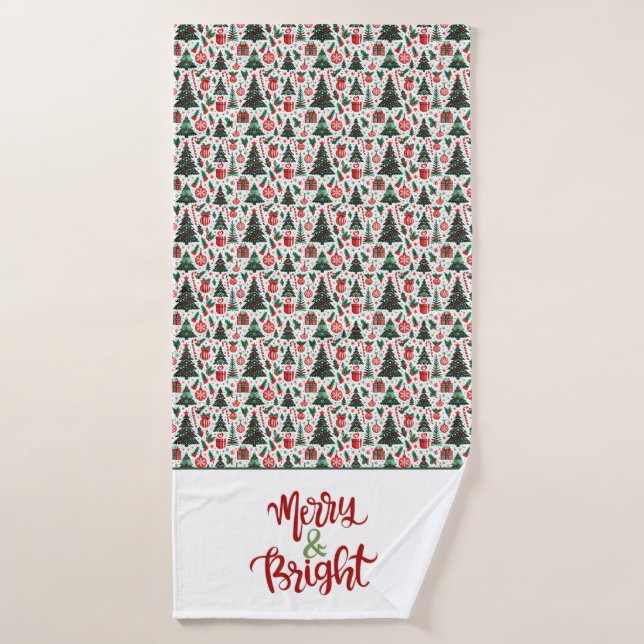 Árbol de Navidad, regalos, caramelos (Toalla de baño)