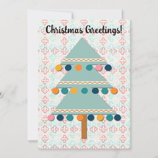 Árbol de Navidad retro Aqua Green Holiday Card (Anverso)