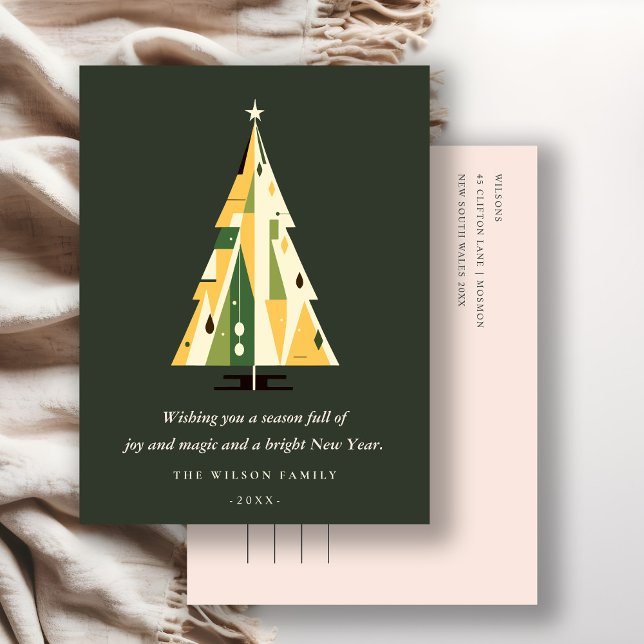 Árbol de Navidad retro geométrico verde bosque ama (Subido por el creador)