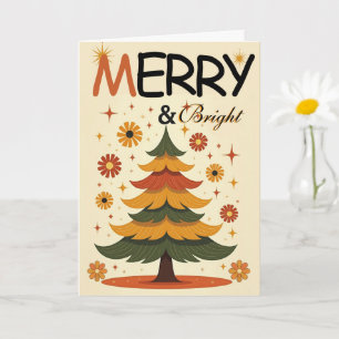 Árbol de Navidad Retro Groovy 70s Tarjeta de Felic