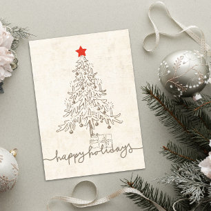 Árbol de Navidad Retro Vintage Estrella Roja