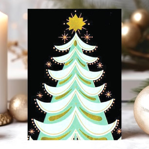 Árbol de Navidad Retro Vintage Negro y Verde Menta
