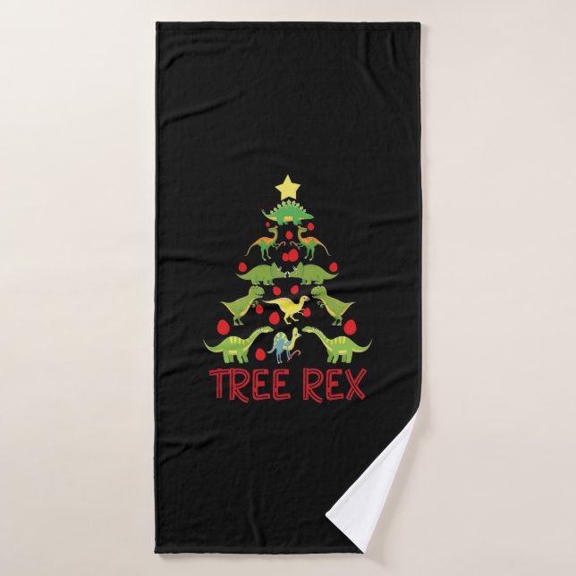 Árbol de Navidad Rex Navidades divertidos Dinosaur (Toalla de baño)