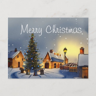 Árbol de Navidad rodeado de casas en la aldea