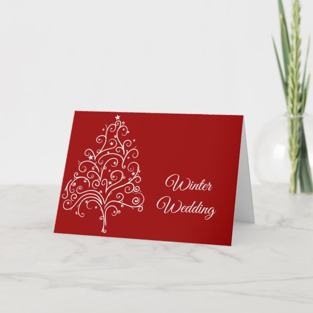 Árbol de Navidad Rojo Boda de Invierno Save the Da (Anverso)