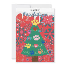 Árbol de Navidad rojo con adornos de patas festivo