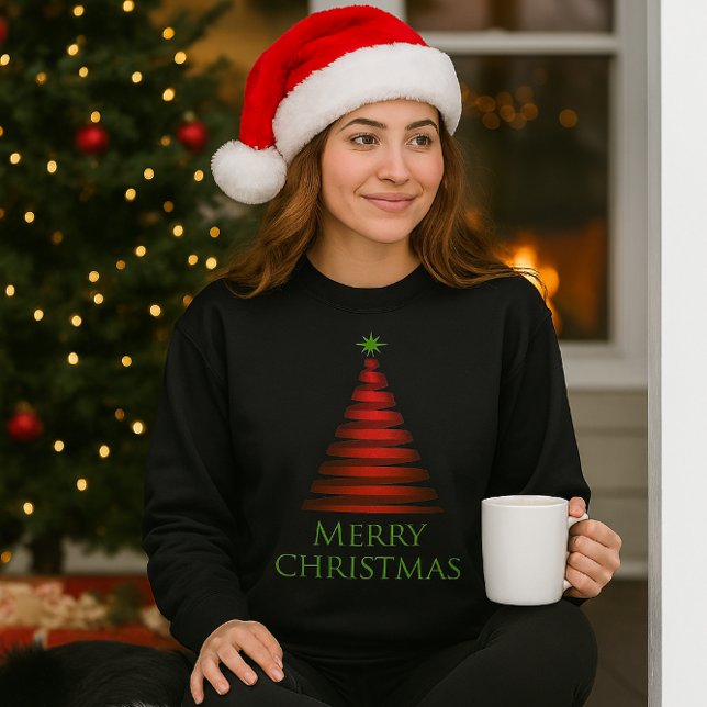 Árbol de Navidad Rojo en Sudadera Negra (Cozy  and Warm Christmas Tree sweatshirt )