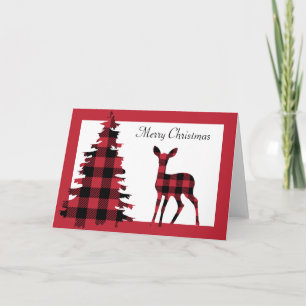 Árbol de navidad rojo Flannel y ciervo