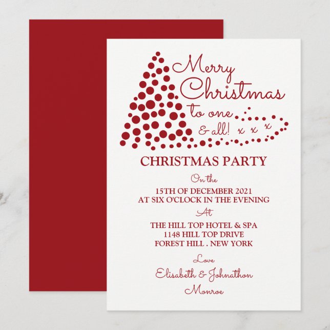Árbol de Navidad Rojo, Invitación de fiesta de los (Anverso / Reverso)