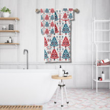 Árbol de Navidad Rojo y Azul Arte Popular Escandin