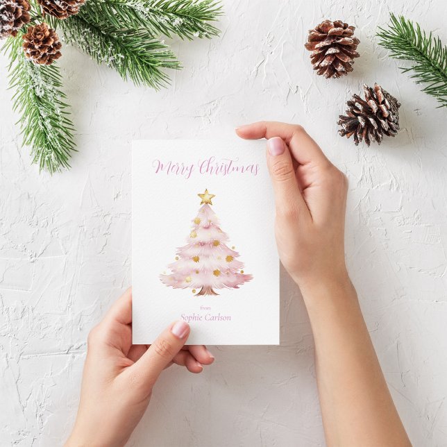 Árbol de Navidad rosa (Pink Christmas tree card)