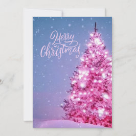 Árbol de navidad rosa alegre tarjeta de Navidad
