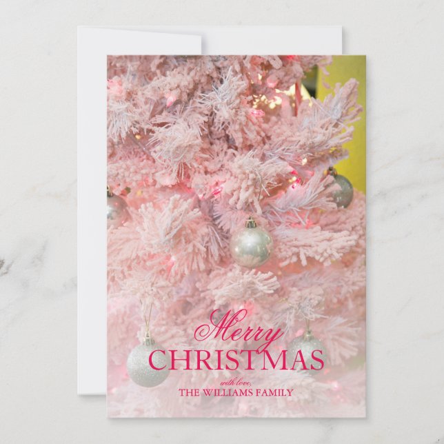 Árbol de Navidad rosa con adornos de plata (Anverso)