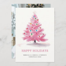 Árbol de Navidad rosa foto Personalizado moderna