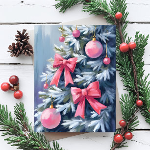 Árbol de Navidad rosa   Lazos Adornos Acuarela