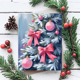 Árbol de Navidad rosa | Lazos Adornos Acuarela