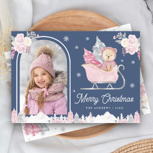 Árbol de Navidad Rosa Oso de Peluche Lindo Foto Ar