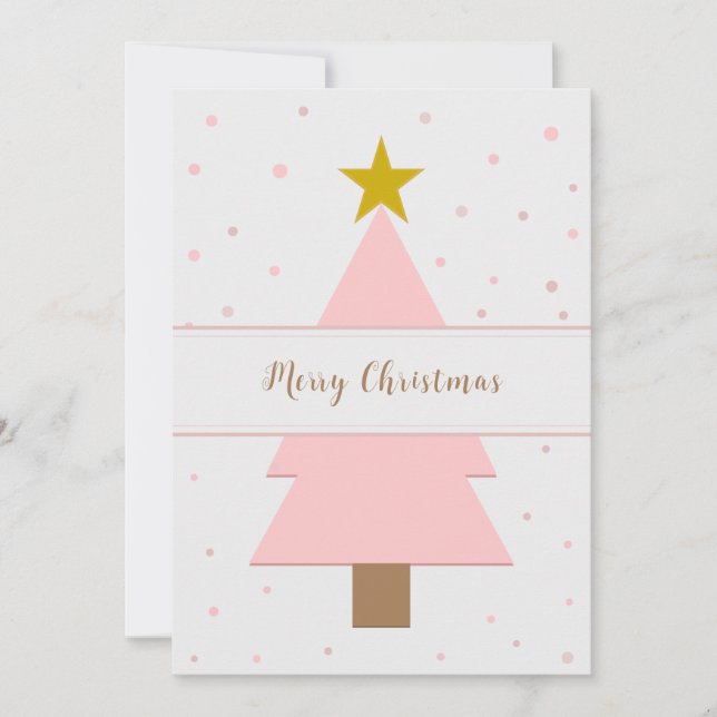 Árbol de Navidad rosa solo con estrella dorada (Anverso)