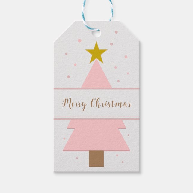 Árbol de Navidad rosa solo y etiqueta de regalo de (Anverso)