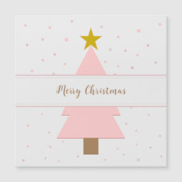 Árbol de Navidad rosa solo y tarjeta estrella dora