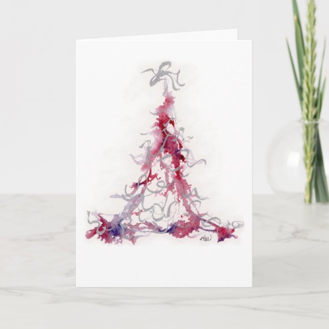 Árbol de Navidad, rosa, tarjeta de saludo (Anverso)