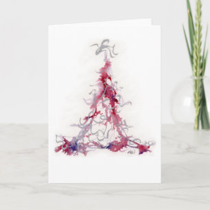 Árbol de Navidad, rosa, tarjeta de saludo