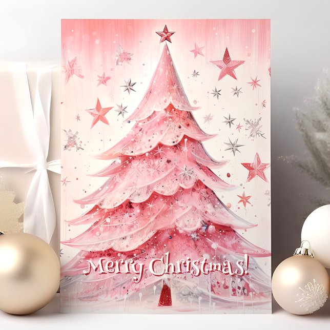 Árbol De Navidad Rosa Y Estrellas Feliz Navidad (Subido por el creador)