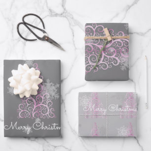 Árbol de Navidad rosa y papel de relleno para copa
