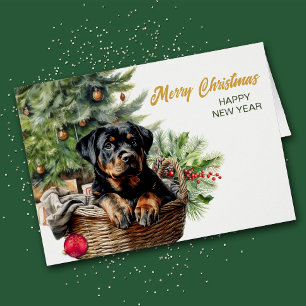 Árbol de Navidad Rottweiler Puppy Wicker Basket