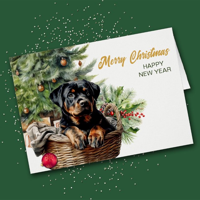 Árbol de Navidad Rottweiler Puppy Wicker Basket (Subido por el creador)