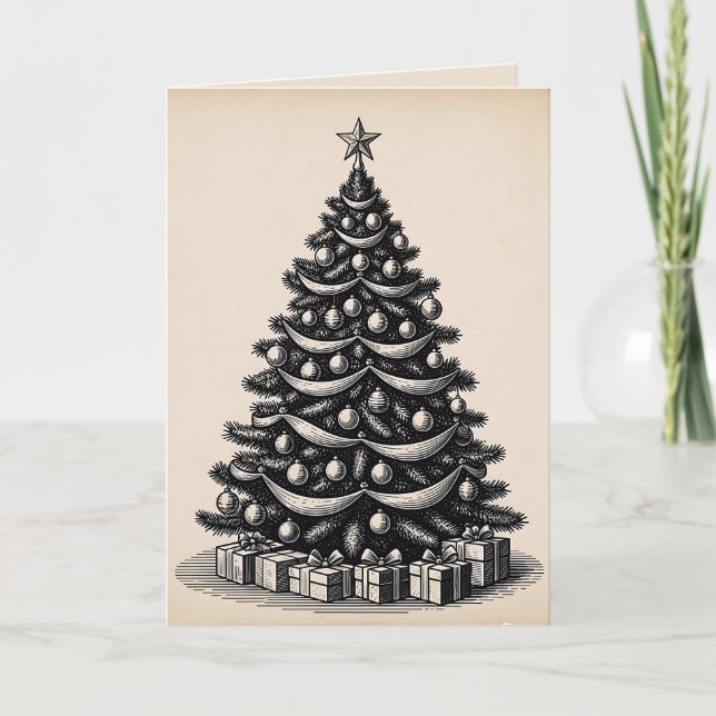 Árbol de Navidad Rústico Sencillo Moderno y de Mod (Anverso)