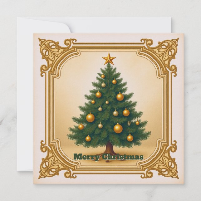 Árbol de Navidad Rústico Sencillo No Fotográfico (Anverso)