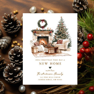 Árbol de Navidad Rústico Tarjeta de Nueva Casa