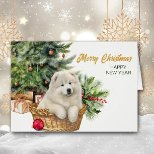 Árbol de Navidad Samoyed Dog Wicker Basket