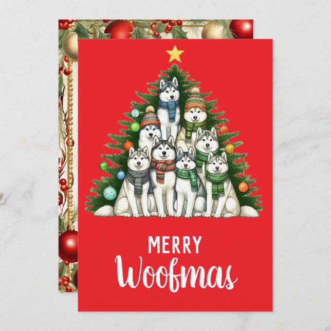 Árbol de Navidad Siberian Husky Merry Woofmas (Anverso / Reverso)