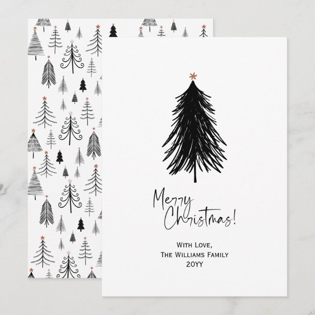 Árbol de Navidad Simple Blanco y Negro (Anverso / Reverso)