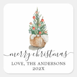 Árbol de Navidad tradicional Feliz pegatina de Nav