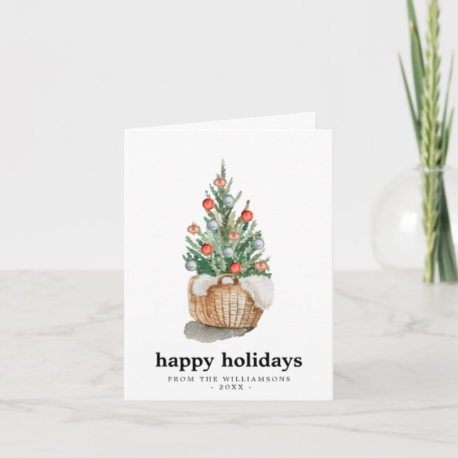 Árbol de Navidad tradicional Feliz Tarjeta de Fies (Anverso)