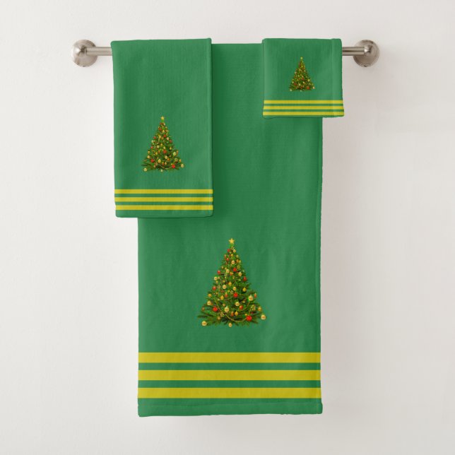 Árbol de Navidad, tres rayas sobre verde bosque (In situ)