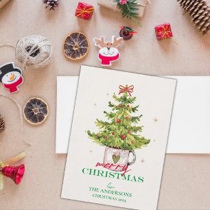 Árbol de Navidad verde bonito y festivo en maceta