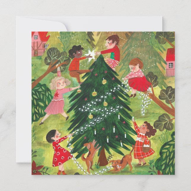 Árbol de Navidad verde decorado lindo niños Holid (Anverso)