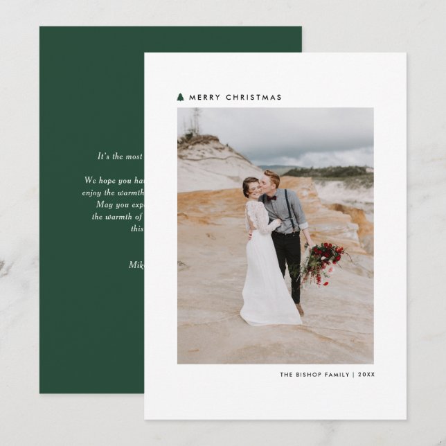 Árbol de Navidad Verde Fotos navideñas modernas (Anverso / Reverso)