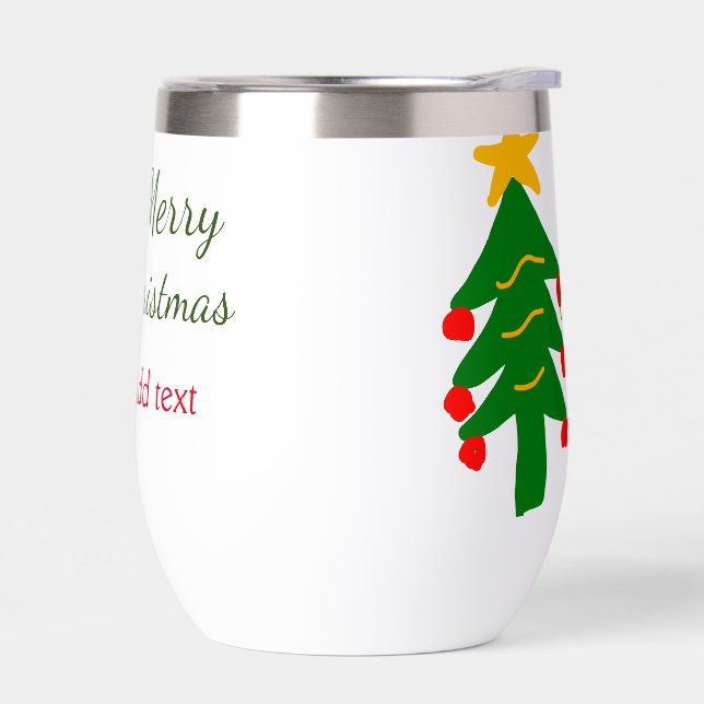 Árbol de navidad verde rojo alegre nombre de agreg (Izquierdo)