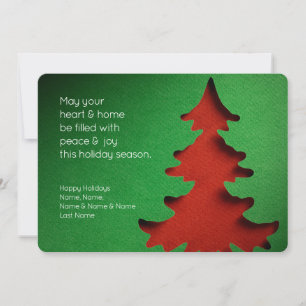Árbol de Navidad Verde y Rojo, tarjeta de foto de