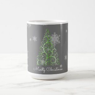Árbol de Navidad verde y serpentín de copas de nie