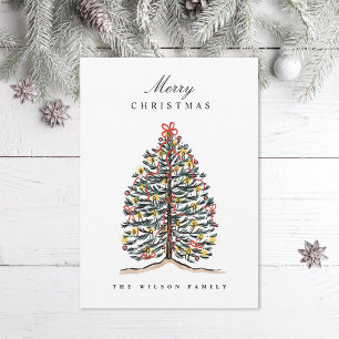 Árbol de Navidad victoriano con acuarela ilustrada
