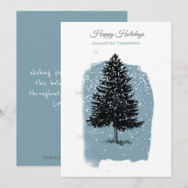 Árbol de Navidad vintage de nieve invernal azul mo
